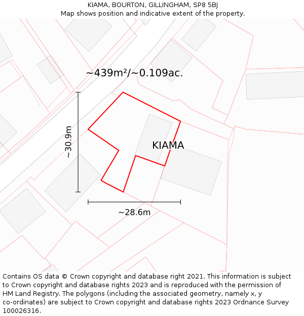 KIAMA, BOURTON, GILLINGHAM, SP8 5BJ: Plot and title map