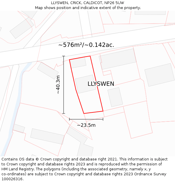 LLYSWEN, CRICK, CALDICOT, NP26 5UW: Plot and title map