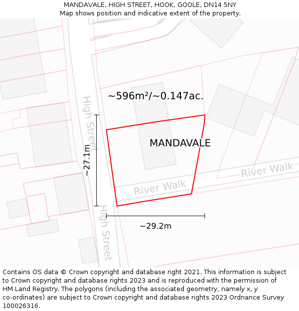 MANDAVALE, HIGH STREET, HOOK, GOOLE, DN14 5NY: Plot and title map
