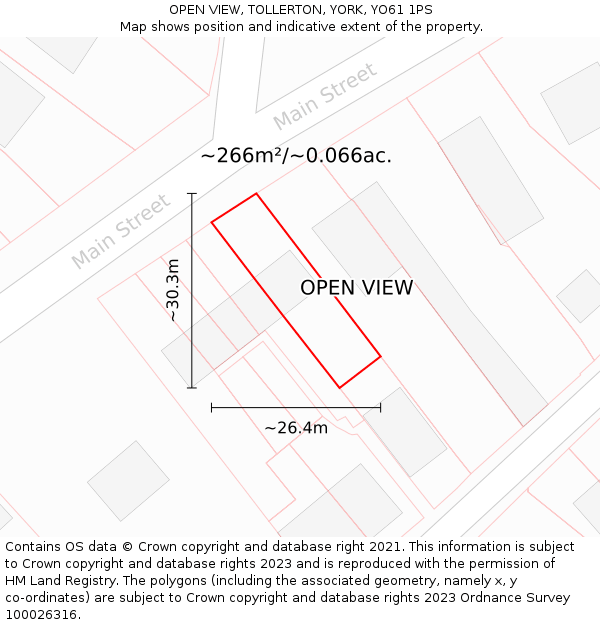 OPEN VIEW, TOLLERTON, YORK, YO61 1PS: Plot and title map