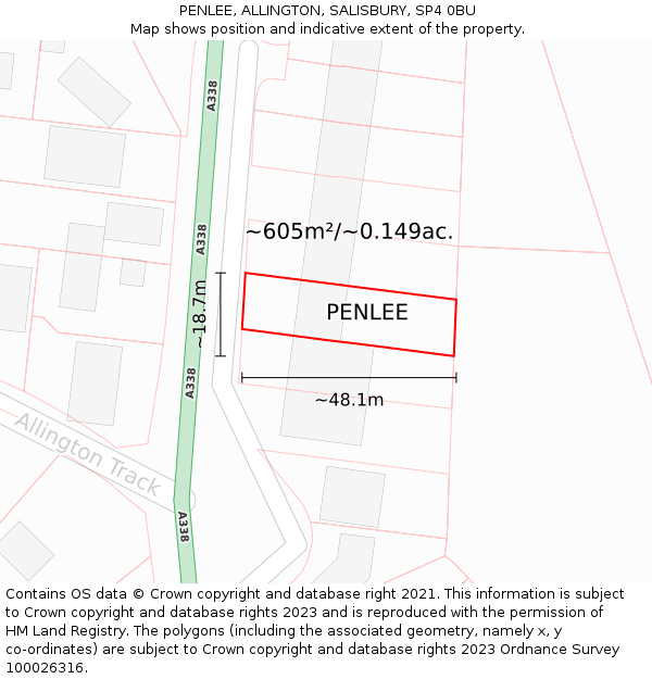 PENLEE, ALLINGTON, SALISBURY, SP4 0BU: Plot and title map