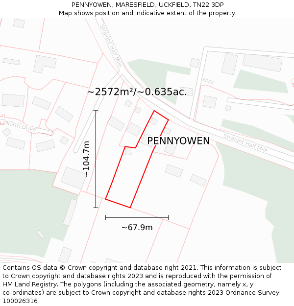 PENNYOWEN, MARESFIELD, UCKFIELD, TN22 3DP: Plot and title map