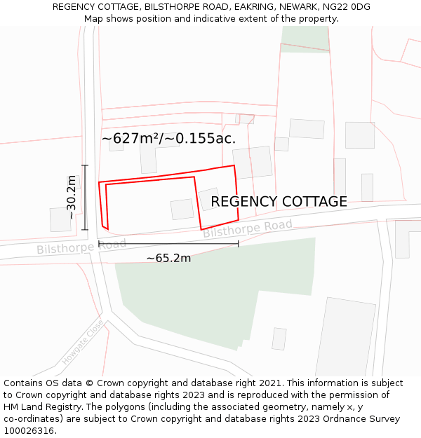 REGENCY COTTAGE, BILSTHORPE ROAD, EAKRING, NEWARK, NG22 0DG: Plot and title map