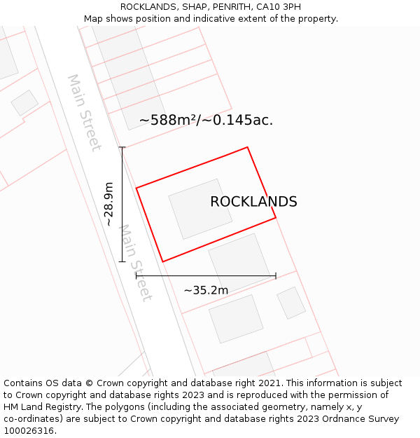 ROCKLANDS, SHAP, PENRITH, CA10 3PH: Plot and title map