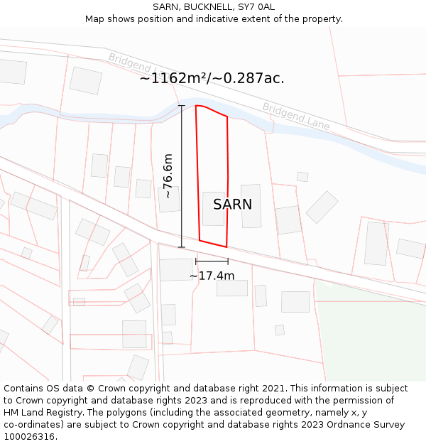 SARN, BUCKNELL, SY7 0AL: Plot and title map
