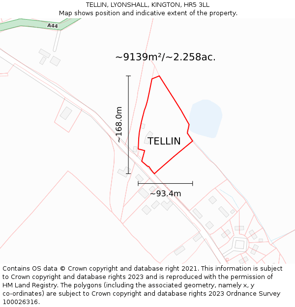 TELLIN, LYONSHALL, KINGTON, HR5 3LL: Plot and title map