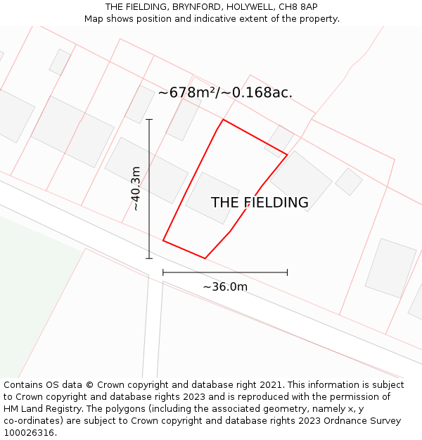THE FIELDING, BRYNFORD, HOLYWELL, CH8 8AP: Plot and title map