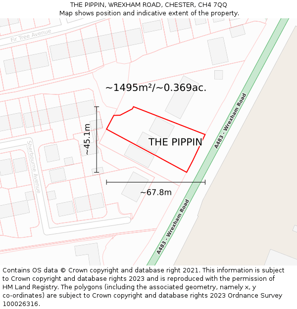 THE PIPPIN, WREXHAM ROAD, CHESTER, CH4 7QQ: Plot and title map