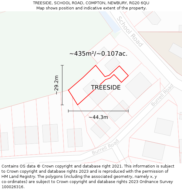 TREESIDE, SCHOOL ROAD, COMPTON, NEWBURY, RG20 6QU: Plot and title map