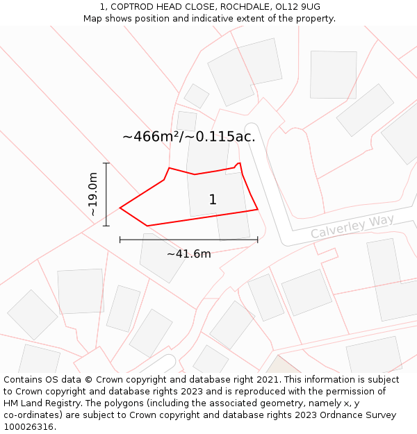1, COPTROD HEAD CLOSE, ROCHDALE, OL12 9UG: Plot and title map