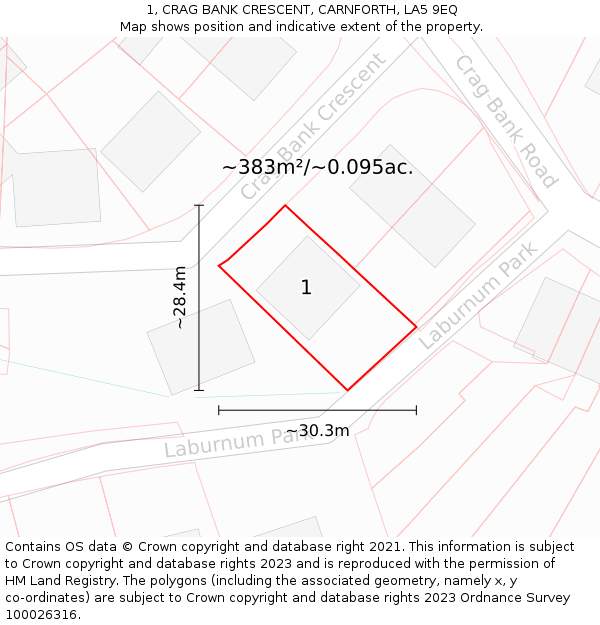 1, CRAG BANK CRESCENT, CARNFORTH, LA5 9EQ: Plot and title map