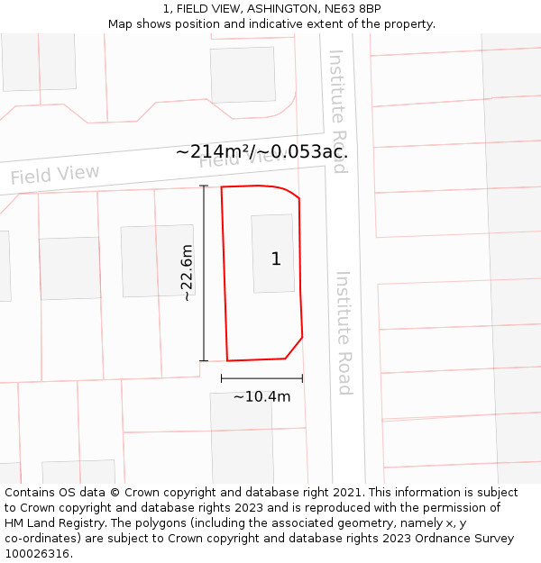 1, FIELD VIEW, ASHINGTON, NE63 8BP: Plot and title map