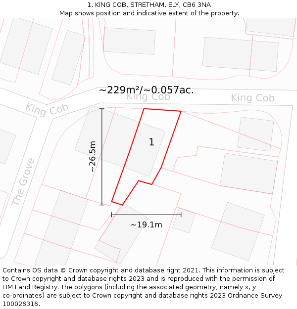 1, KING COB, STRETHAM, ELY, CB6 3NA: Plot and title map