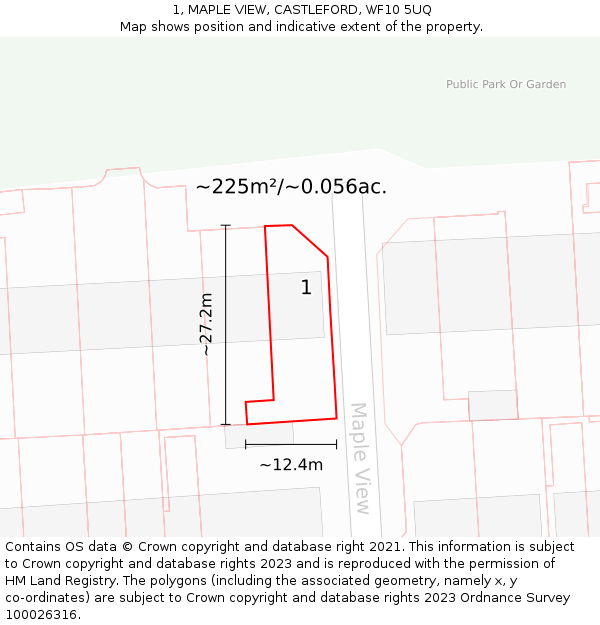 1, MAPLE VIEW, CASTLEFORD, WF10 5UQ: Plot and title map