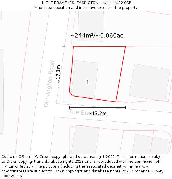 1, THE BRAMBLES, EASINGTON, HULL, HU12 0SR: Plot and title map