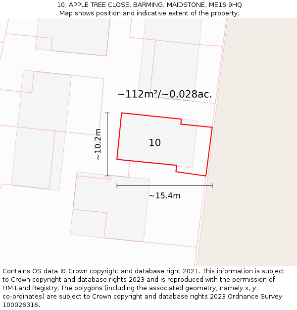 10, APPLE TREE CLOSE, BARMING, MAIDSTONE, ME16 9HQ: Plot and title map