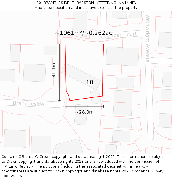 10, BRAMBLESIDE, THRAPSTON, KETTERING, NN14 4PY: Plot and title map