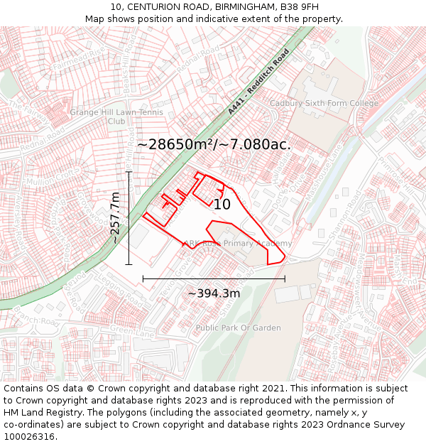 10, CENTURION ROAD, BIRMINGHAM, B38 9FH: Plot and title map