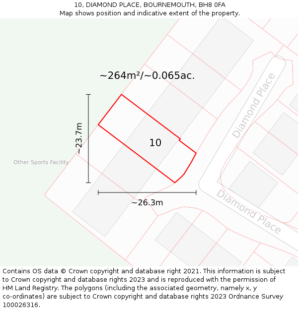 10, DIAMOND PLACE, BOURNEMOUTH, BH8 0FA: Plot and title map
