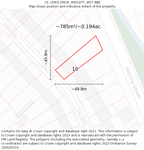 10, LINKS DRIVE, RADLETT, WD7 8BE: Plot and title map