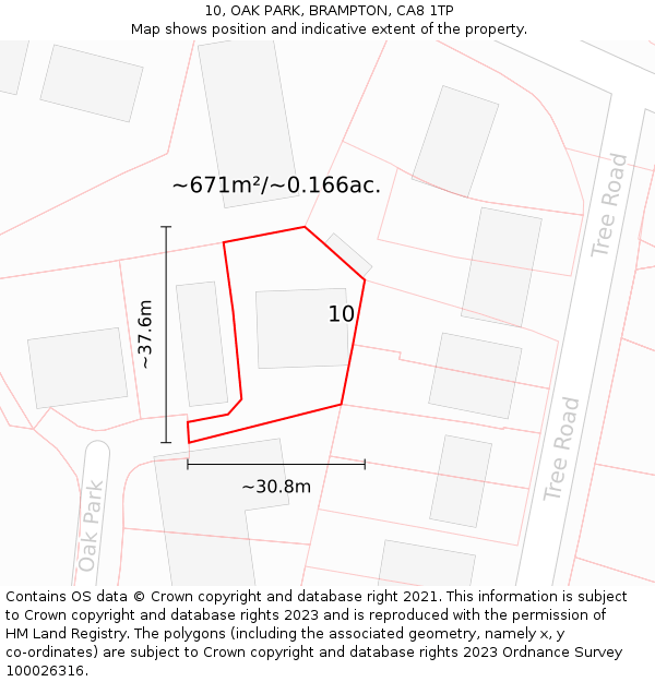 10, OAK PARK, BRAMPTON, CA8 1TP: Plot and title map