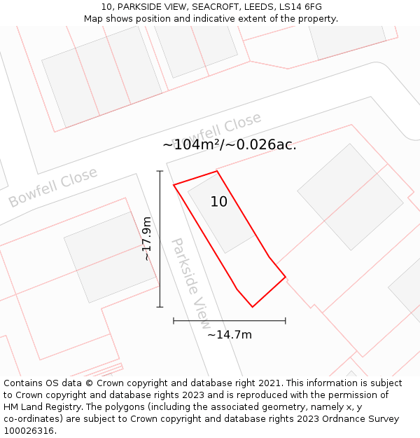 10, PARKSIDE VIEW, SEACROFT, LEEDS, LS14 6FG: Plot and title map