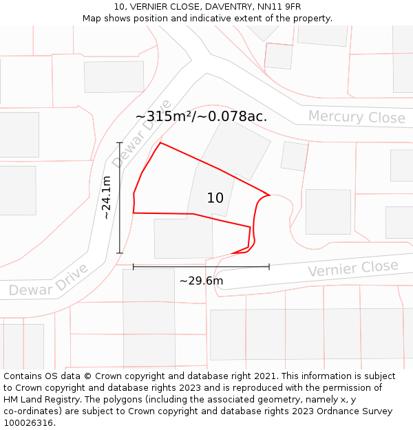 10, VERNIER CLOSE, DAVENTRY, NN11 9FR: Plot and title map