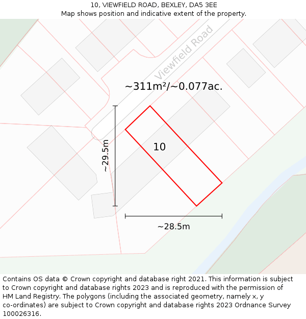 10, VIEWFIELD ROAD, BEXLEY, DA5 3EE: Plot and title map