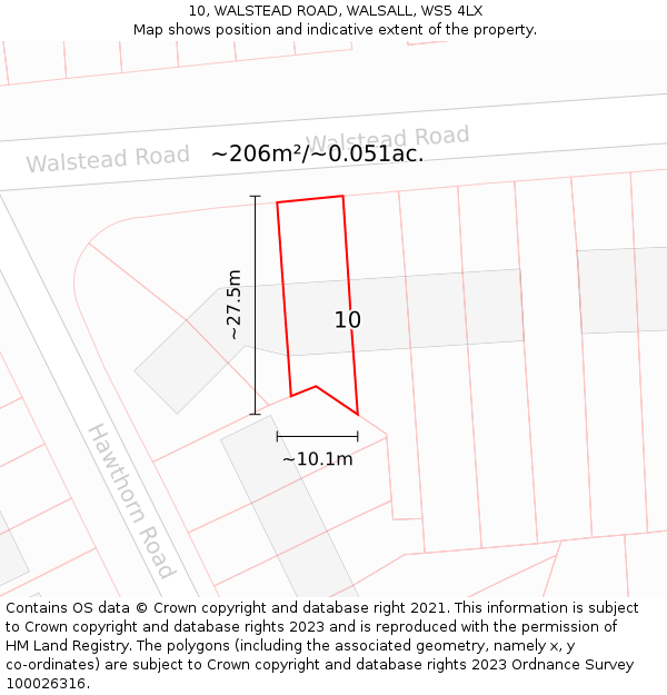 10, WALSTEAD ROAD, WALSALL, WS5 4LX: Plot and title map