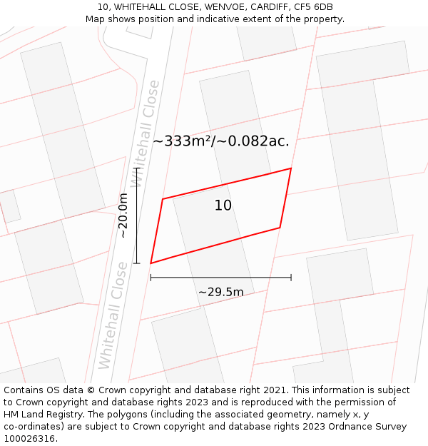10, WHITEHALL CLOSE, WENVOE, CARDIFF, CF5 6DB: Plot and title map