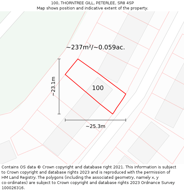 100, THORNTREE GILL, PETERLEE, SR8 4SP: Plot and title map