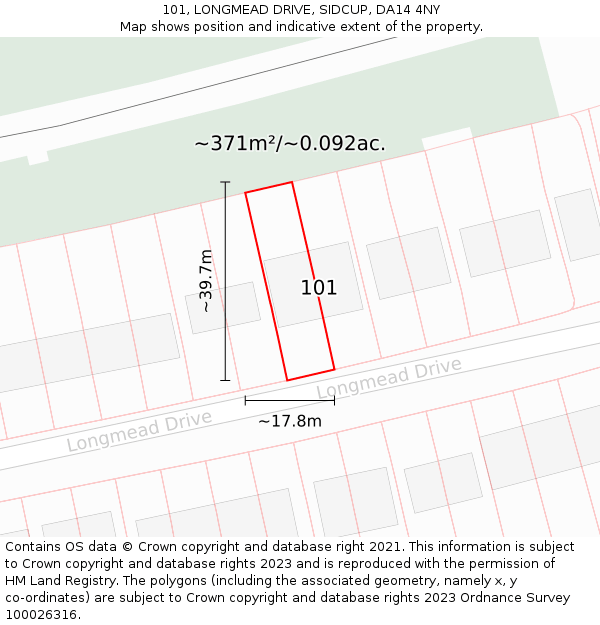 101, LONGMEAD DRIVE, SIDCUP, DA14 4NY: Plot and title map