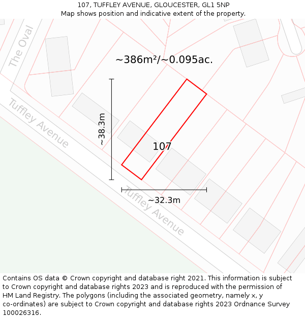 107, TUFFLEY AVENUE, GLOUCESTER, GL1 5NP: Plot and title map
