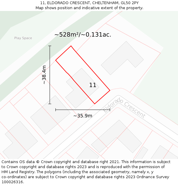 11, ELDORADO CRESCENT, CHELTENHAM, GL50 2PY: Plot and title map
