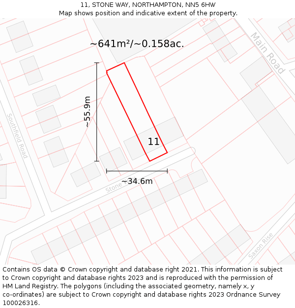 11, STONE WAY, NORTHAMPTON, NN5 6HW: Plot and title map