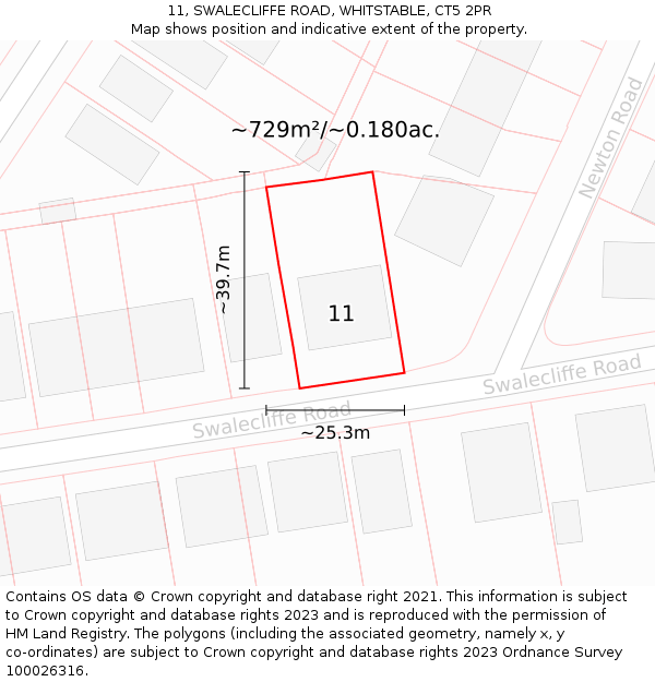 11, SWALECLIFFE ROAD, WHITSTABLE, CT5 2PR: Plot and title map