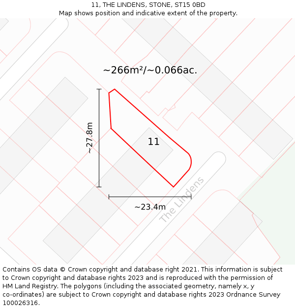 11, THE LINDENS, STONE, ST15 0BD: Plot and title map
