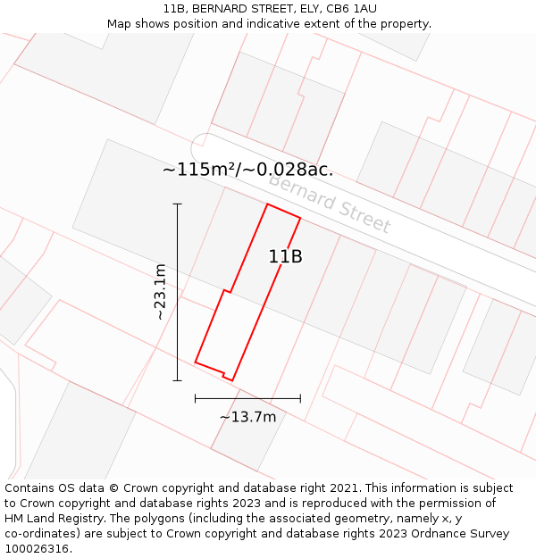 11B, BERNARD STREET, ELY, CB6 1AU: Plot and title map