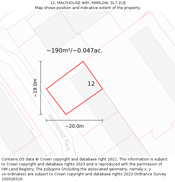 12, MALTHOUSE WAY, MARLOW, SL7 2UE: Plot and title map