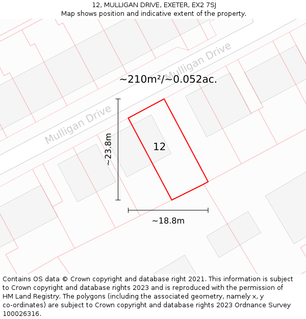 12, MULLIGAN DRIVE, EXETER, EX2 7SJ: Plot and title map