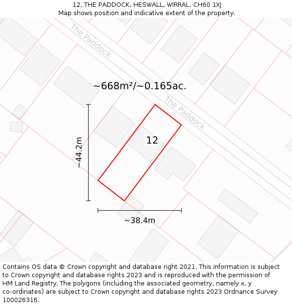 12, THE PADDOCK, HESWALL, WIRRAL, CH60 1XJ: Plot and title map