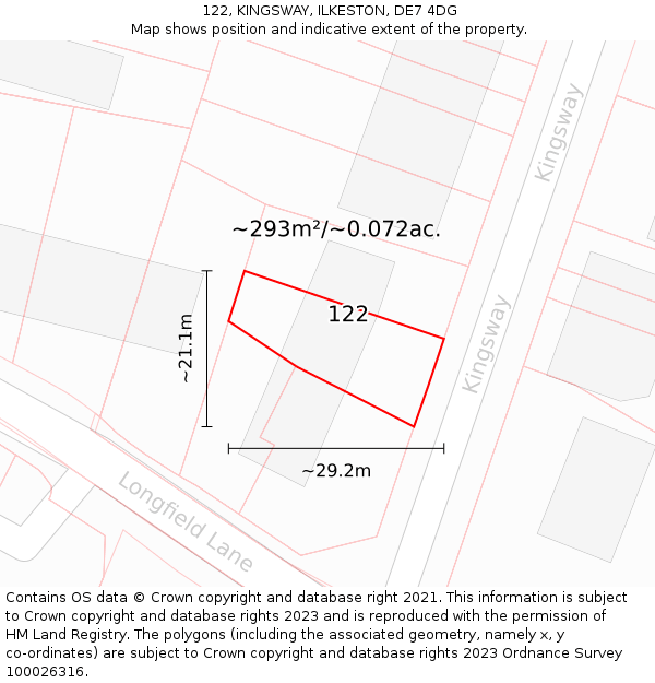 122, KINGSWAY, ILKESTON, DE7 4DG: Plot and title map