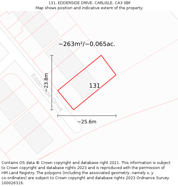 131, EDDERSIDE DRIVE, CARLISLE, CA3 0BF: Plot and title map