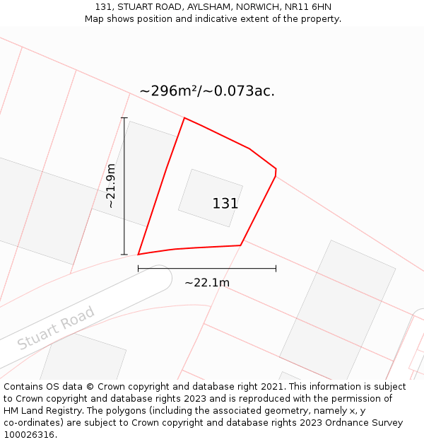 131, STUART ROAD, AYLSHAM, NORWICH, NR11 6HN: Plot and title map