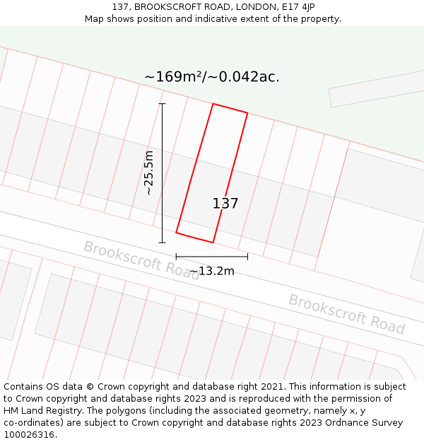 137, BROOKSCROFT ROAD, LONDON, E17 4JP: Plot and title map