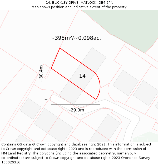 14, BUCKLEY DRIVE, MATLOCK, DE4 5PN: Plot and title map