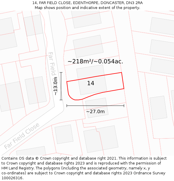 14, FAR FIELD CLOSE, EDENTHORPE, DONCASTER, DN3 2RA: Plot and title map