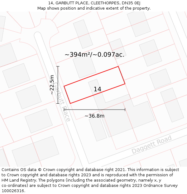 14, GARBUTT PLACE, CLEETHORPES, DN35 0EJ: Plot and title map