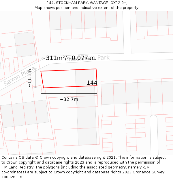 144, STOCKHAM PARK, WANTAGE, OX12 9HJ: Plot and title map