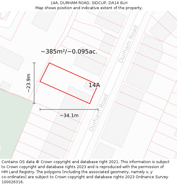 14A, DURHAM ROAD, SIDCUP, DA14 6LH: Plot and title map